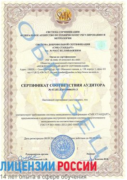 Образец сертификата соответствия аудитора №ST.RU.EXP.00006191-3 Нижнеудинск Сертификат ISO 50001